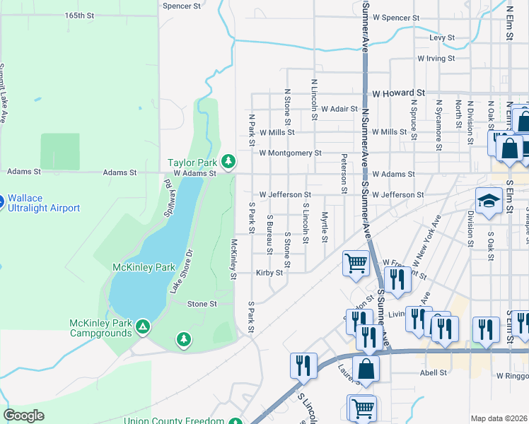 map of restaurants, bars, coffee shops, grocery stores, and more near 301-399 S Bureau St in Creston