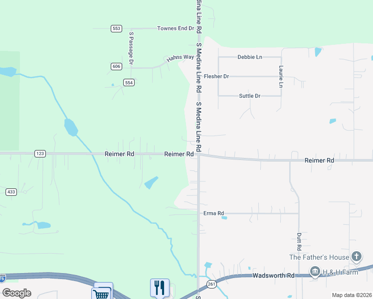 map of restaurants, bars, coffee shops, grocery stores, and more near 25 Reimer Road in Wadsworth