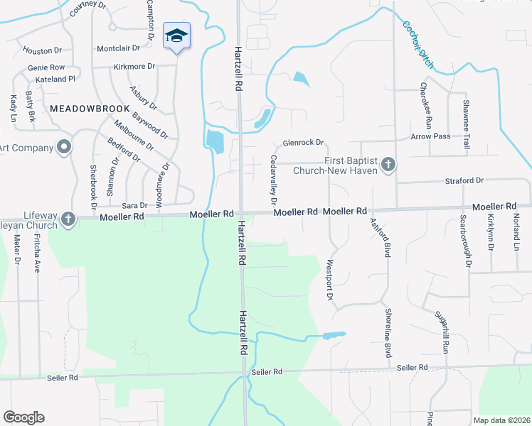 map of restaurants, bars, coffee shops, grocery stores, and more near Moeller Road in New Haven