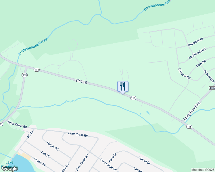 map of restaurants, bars, coffee shops, grocery stores, and more near 4802 Pennsylvania 115 in Blakeslee