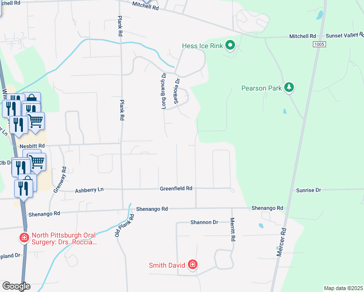 map of restaurants, bars, coffee shops, grocery stores, and more near 3224 Elm Drive in New Castle