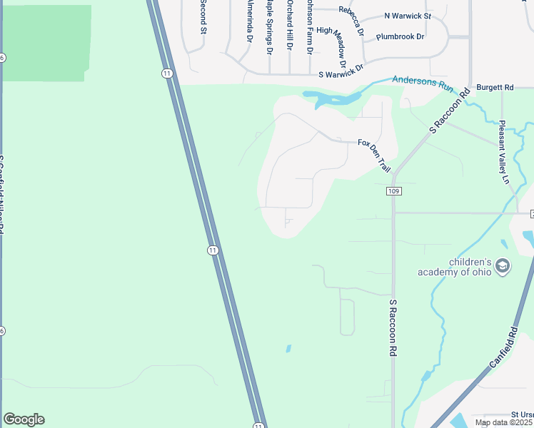 map of restaurants, bars, coffee shops, grocery stores, and more near 1330 Fox Den Trail in Canfield