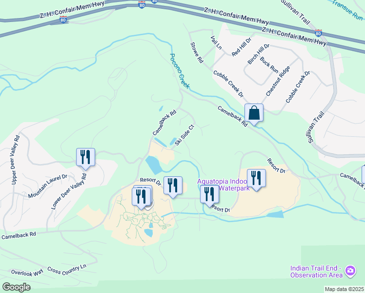map of restaurants, bars, coffee shops, grocery stores, and more near 5 Ski Side Court in Tannersville