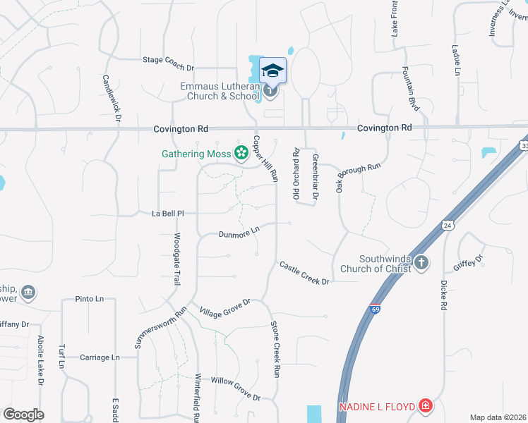 map of restaurants, bars, coffee shops, grocery stores, and more near 8708 Cobblestone Place in Fort Wayne