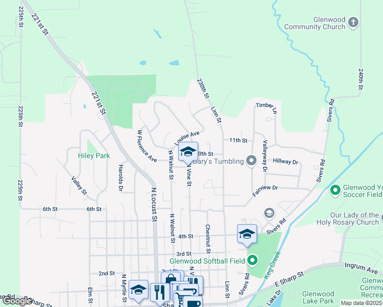 map of restaurants, bars, coffee shops, grocery stores, and more near 108 East Florence Avenue in Glenwood