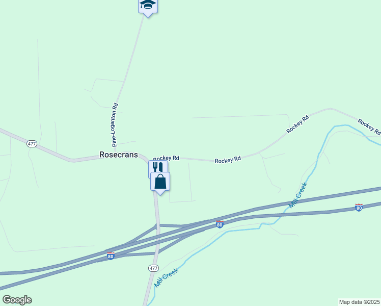 map of restaurants, bars, coffee shops, grocery stores, and more near 95 Rockey Road in Loganton