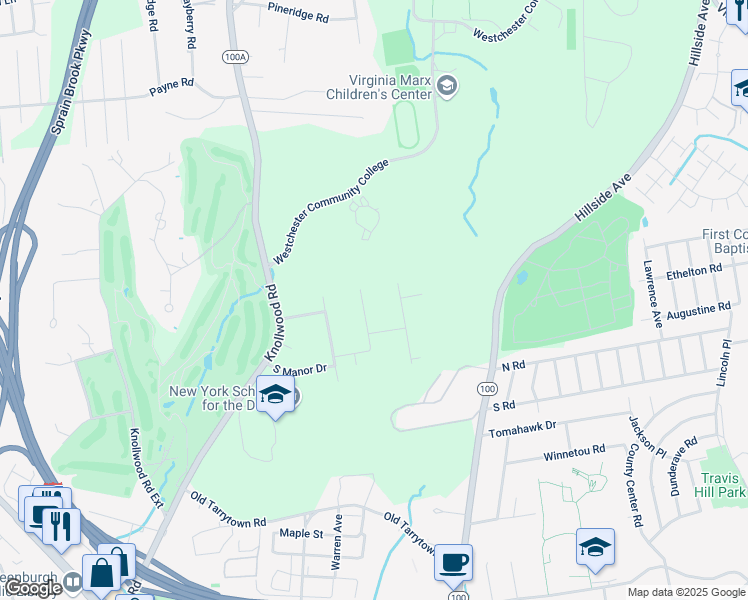map of restaurants, bars, coffee shops, grocery stores, and more near 201 Wood Hampton Drive in White Plains