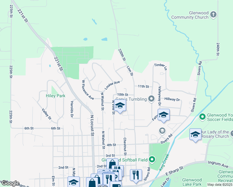 map of restaurants, bars, coffee shops, grocery stores, and more near 108 East Florence Avenue in Glenwood