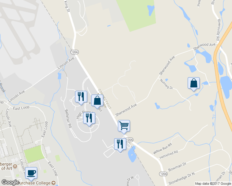 map of restaurants, bars, coffee shops, grocery stores, and more near 24 Sherwood Avenue in Greenwich