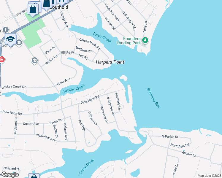 map of restaurants, bars, coffee shops, grocery stores, and more near 4845 Pine Neck Road in Southold