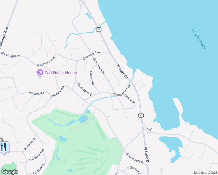 map of restaurants, bars, coffee shops, grocery stores, and more near 166 North Greenwich Street in Montauk