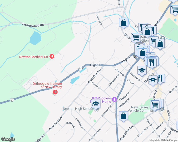 map of restaurants, bars, coffee shops, grocery stores, and more near 1 Summit Avenue in Newton
