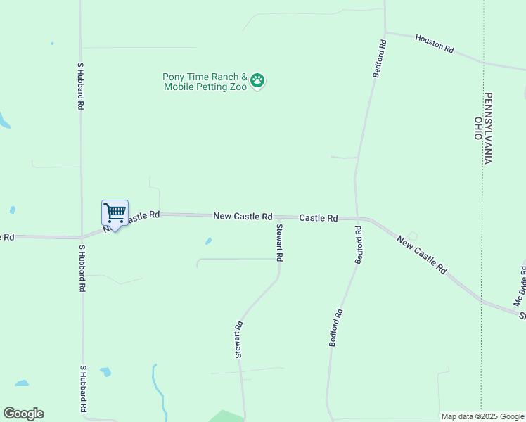 map of restaurants, bars, coffee shops, grocery stores, and more near 6060 New Castle Road in Lowellville