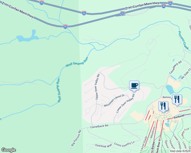 map of restaurants, bars, coffee shops, grocery stores, and more near 10 Upper Deer Valley Road in Tannersville