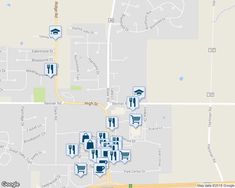map of restaurants, bars, coffee shops, grocery stores, and more near 1227 Salwa Lane in Wadsworth