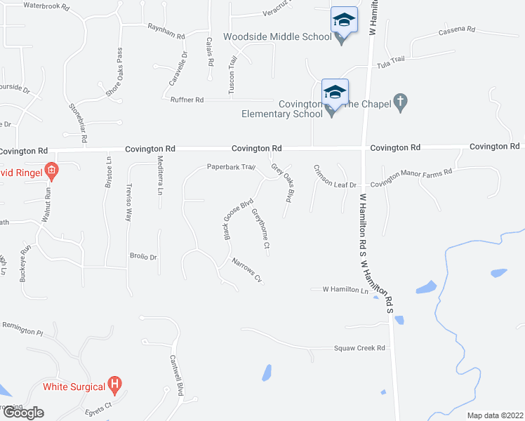 map of restaurants, bars, coffee shops, grocery stores, and more near 2917 Greythorne Court in Fort Wayne