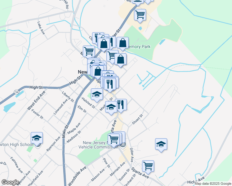 map of restaurants, bars, coffee shops, grocery stores, and more near 5 Union Place in Newton