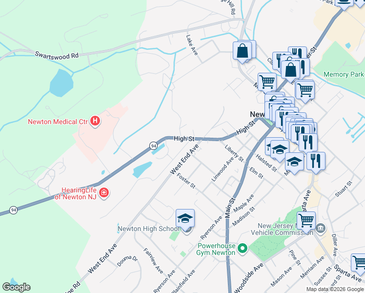 map of restaurants, bars, coffee shops, grocery stores, and more near 7 West End Avenue in Newton