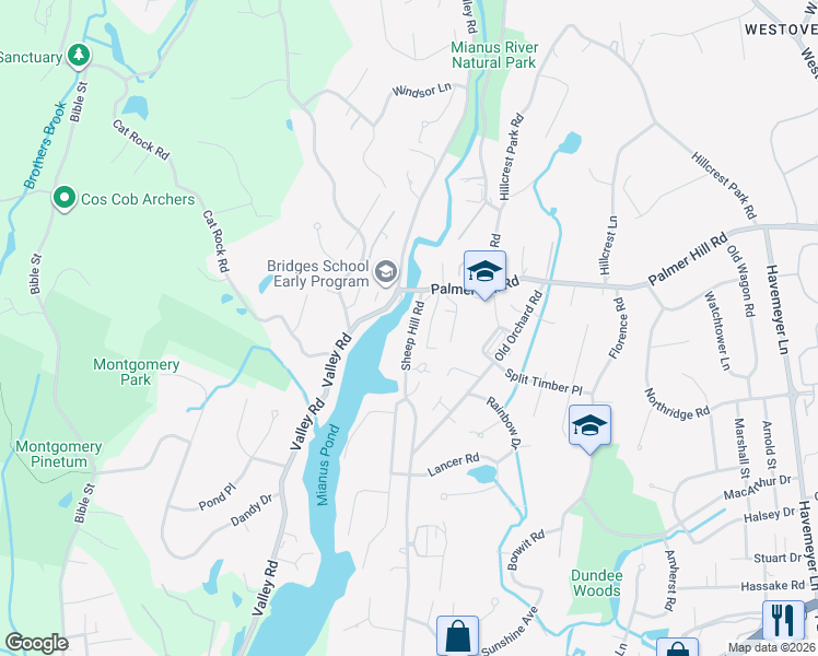 map of restaurants, bars, coffee shops, grocery stores, and more near 212 Sheep Hill Road in Greenwich