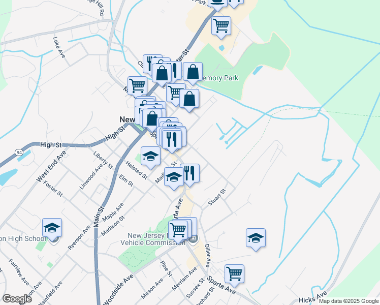 map of restaurants, bars, coffee shops, grocery stores, and more near 8 Union Place in Newton