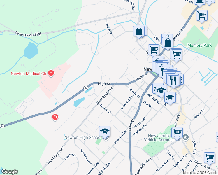 map of restaurants, bars, coffee shops, grocery stores, and more near 7 West End Avenue in Newton