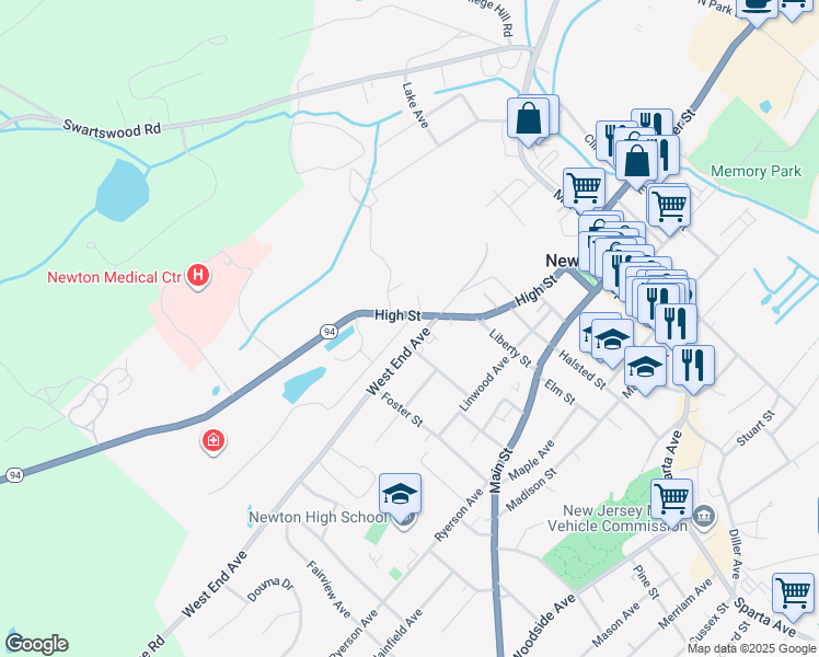 map of restaurants, bars, coffee shops, grocery stores, and more near 7 West End Avenue in Newton