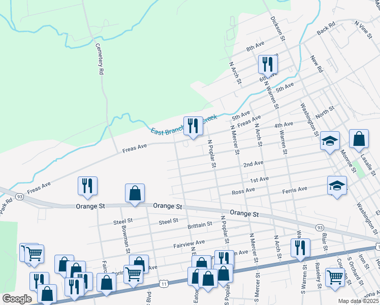 map of restaurants, bars, coffee shops, grocery stores, and more near 1535 3rd Ave in Berwick