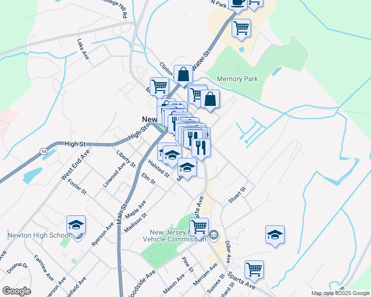 map of restaurants, bars, coffee shops, grocery stores, and more near 13 Washington Street in Newton
