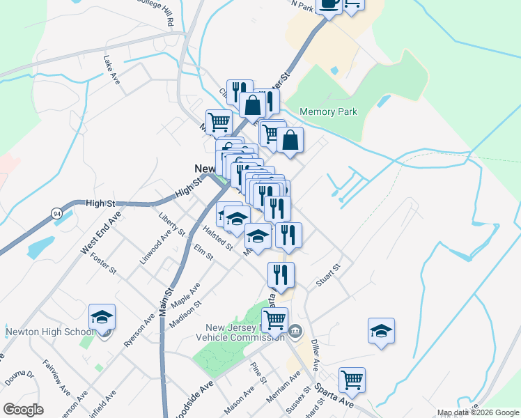 map of restaurants, bars, coffee shops, grocery stores, and more near 13 Washington Street in Newton