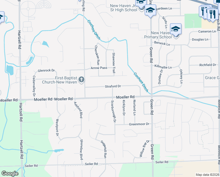 map of restaurants, bars, coffee shops, grocery stores, and more near 928 Straford Drive in New Haven