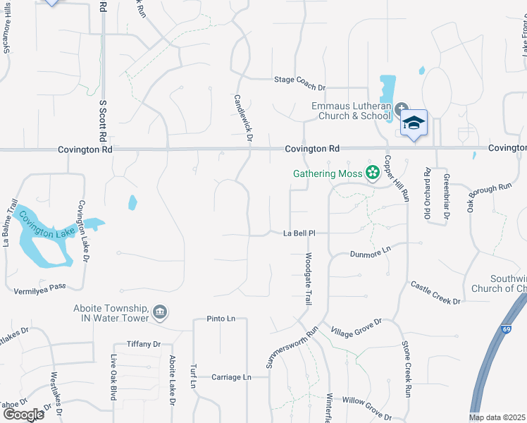 map of restaurants, bars, coffee shops, grocery stores, and more near 3017 Sugarmans Trail in Fort Wayne