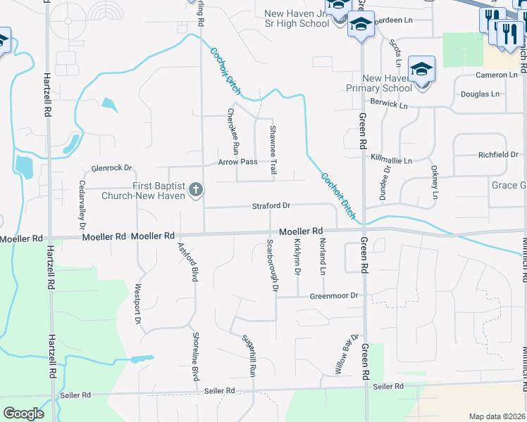 map of restaurants, bars, coffee shops, grocery stores, and more near 928 Straford Drive in New Haven
