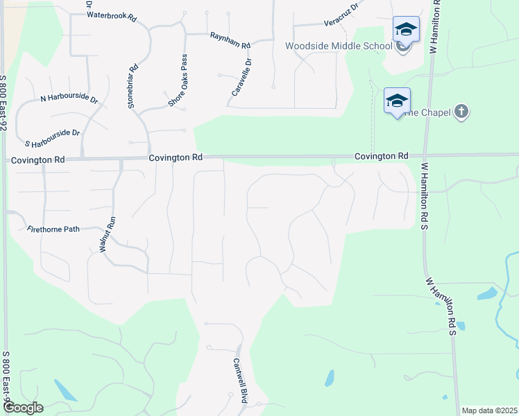 map of restaurants, bars, coffee shops, grocery stores, and more near Christal Court in Allen County