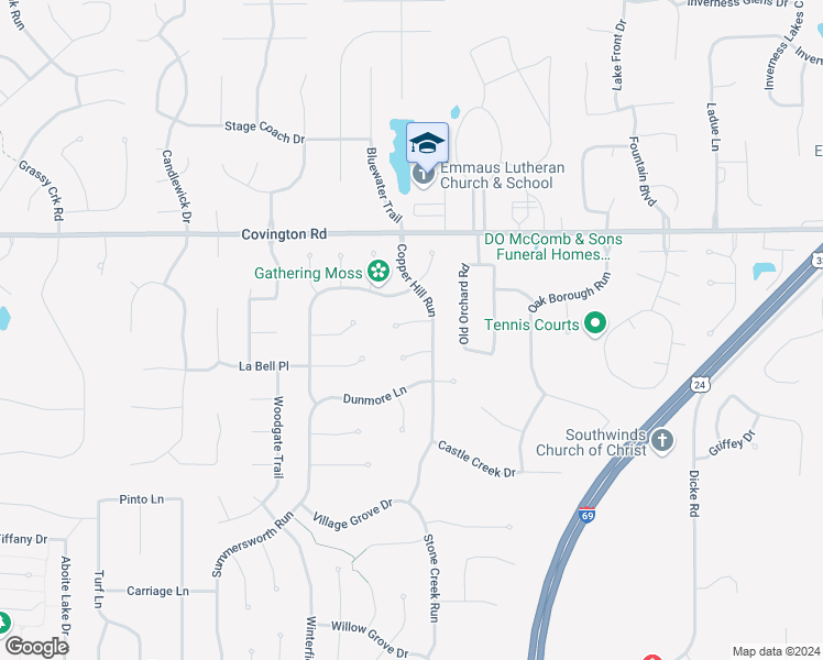 map of restaurants, bars, coffee shops, grocery stores, and more near 8717 Chimney Hill Place in Fort Wayne