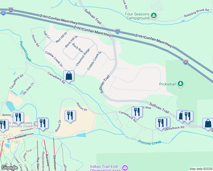 map of restaurants, bars, coffee shops, grocery stores, and more near Sullivan Trail in Tannersville