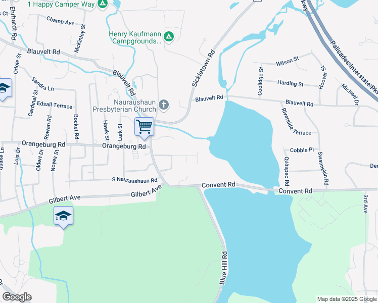 map of restaurants, bars, coffee shops, grocery stores, and more near 40 Kinsley Grove in Pearl River