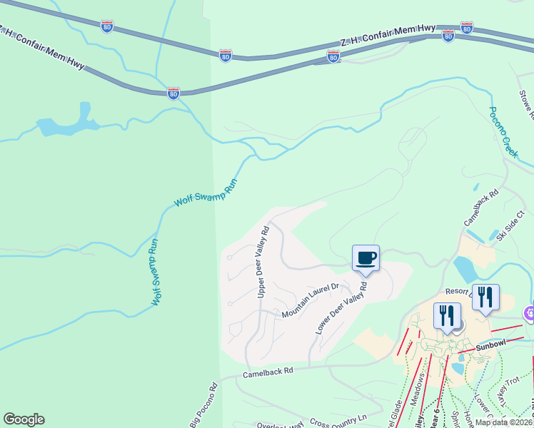 map of restaurants, bars, coffee shops, grocery stores, and more near 10 Upper Deer Valley Road in Tannersville