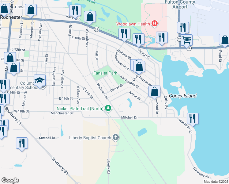 map of restaurants, bars, coffee shops, grocery stores, and more near 901-1099 Arthur Street in Rochester