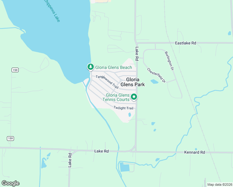 map of restaurants, bars, coffee shops, grocery stores, and more near 454 Playland Parkway in Chippewa Lake