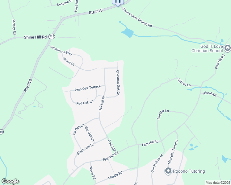 map of restaurants, bars, coffee shops, grocery stores, and more near 1110-1112 Chestnut Oak Dr in Tannersville