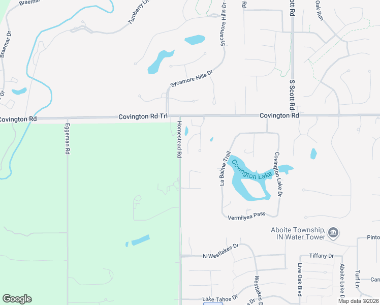 map of restaurants, bars, coffee shops, grocery stores, and more near Aboite Trail in Fort Wayne