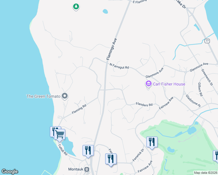 map of restaurants, bars, coffee shops, grocery stores, and more near 6 Kettle Hole Road in Montauk