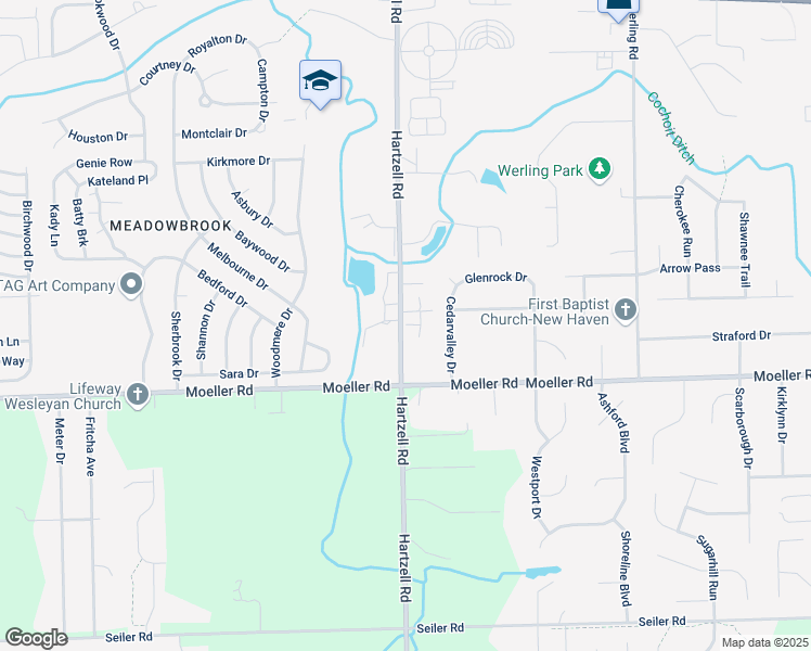 map of restaurants, bars, coffee shops, grocery stores, and more near 1660 Hartzell Road in New Haven