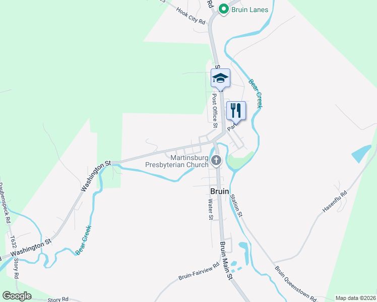 map of restaurants, bars, coffee shops, grocery stores, and more near 142 Washington Street in Parker