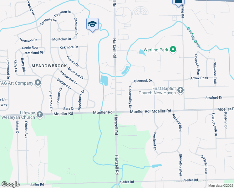 map of restaurants, bars, coffee shops, grocery stores, and more near 1660 Hartzell Road in New Haven