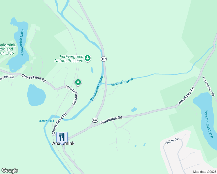 map of restaurants, bars, coffee shops, grocery stores, and more near Highway 191 in East Stroudsburg