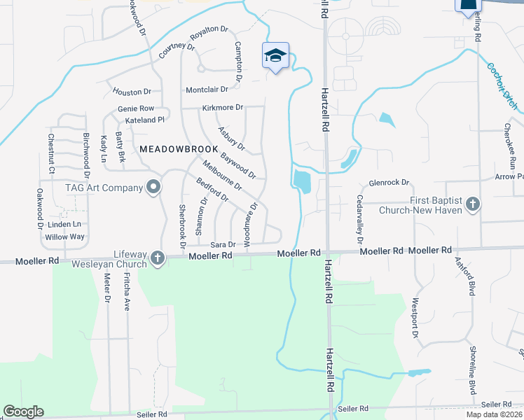 map of restaurants, bars, coffee shops, grocery stores, and more near 1512 Melbourne Dr in New Haven