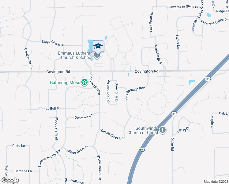 map of restaurants, bars, coffee shops, grocery stores, and more near 2900 Greenbriar Drive in Fort Wayne