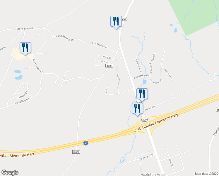 map of restaurants, bars, coffee shops, grocery stores, and more near 13 Ash Lane in Drums