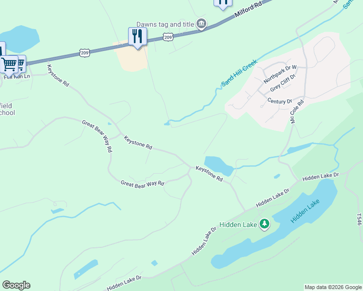 map of restaurants, bars, coffee shops, grocery stores, and more near 12 Fenical Lane in East Stroudsburg